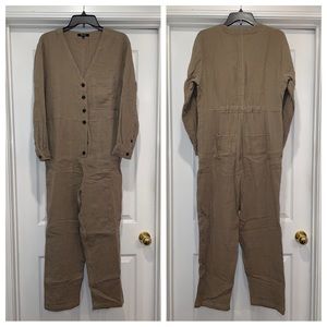 Madewell Lightspun Stitched-Pocket Coverall Jumpsuit Brown Size Large